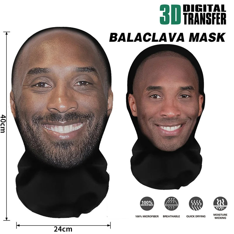A black Balaclava mask is shown in a frontal view, highlighting its features and material details.