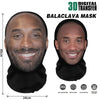 A black Balaclava mask is shown with a man's face, highlighting its features and specifications.