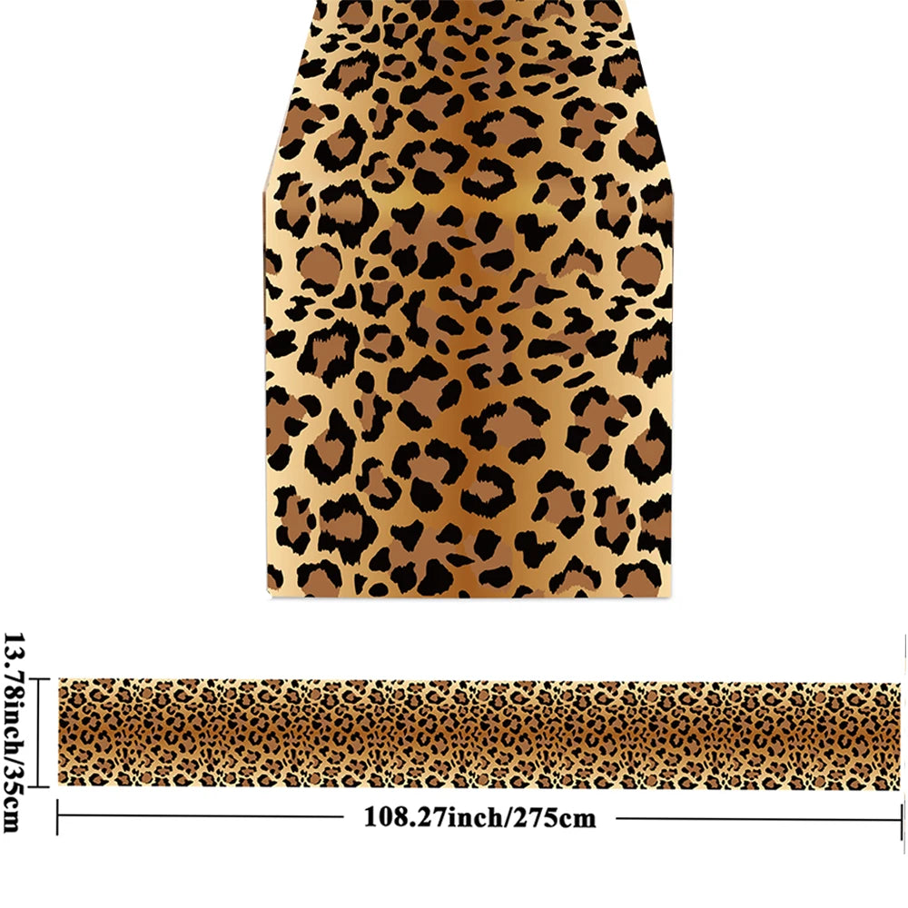 A rectangular foil balloon decoration featuring a leopard print pattern.