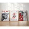 Frameless Leopard & Black-White Gallery Canvas Poster Set (3-Piece)