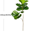 A large artificial ficus tree with green fiddle leaves shown standing without a pot, measuring 103cm/40.55in.