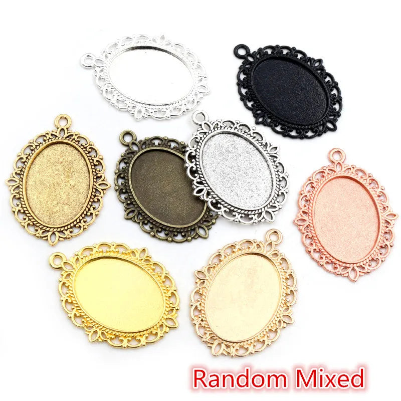 Vintage Style Cameo Pendant Bases with Ornate Gold or Silver Finish