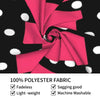 A vibrant pink polyester fabric in a rosette pattern with white polka dots.
