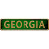 A rectangular green metal tin sign with the word GEORGIA written in gold lettering.