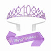Purple tiara crown and sash set for a girl with a ten birthday theme