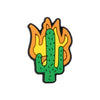 Mexico style PVC shoe charm shaped like a cactus with a flame design