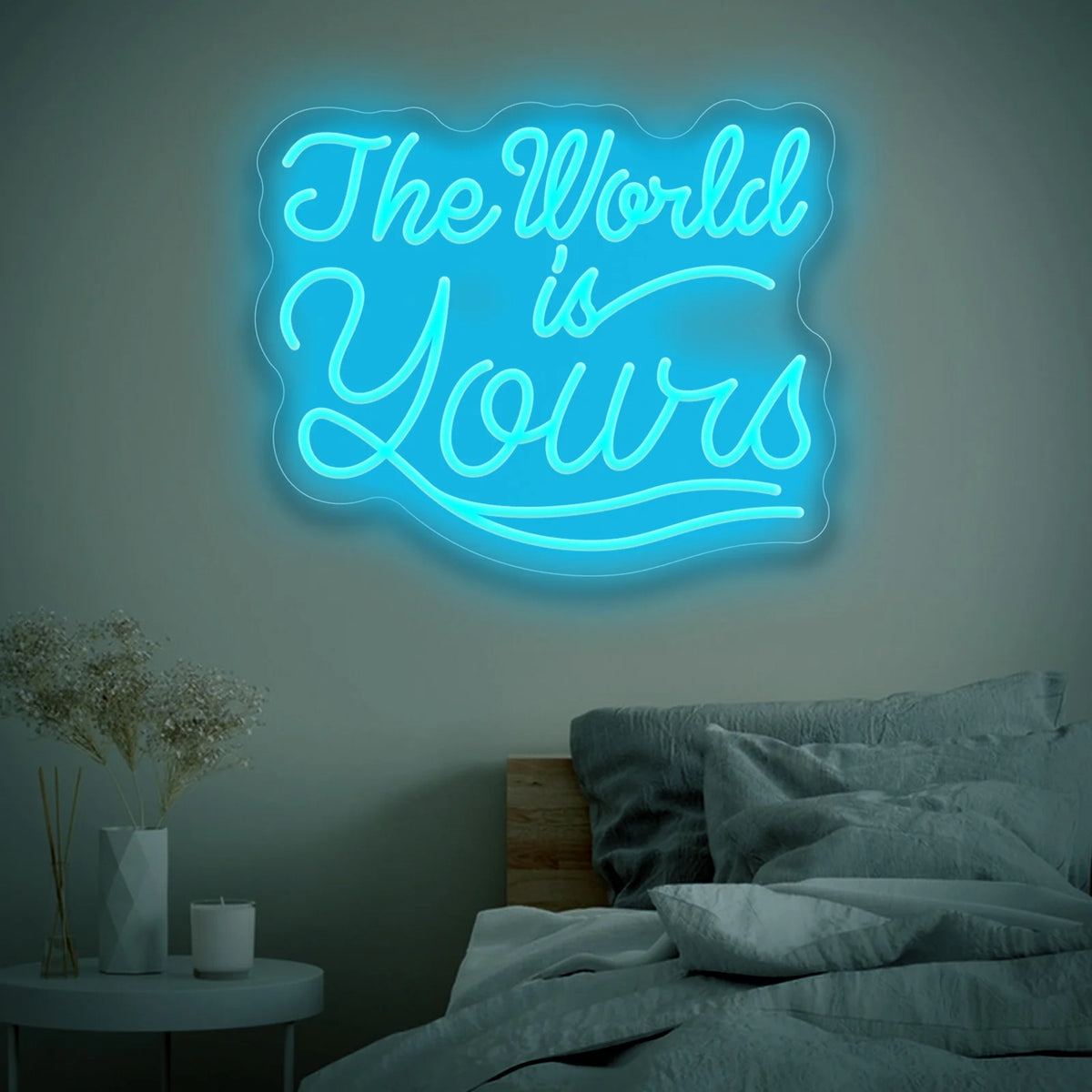 Dimmable LED Neon Sign – The World Is Yours