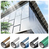 A set of five privacy window films or shades shown in various angles and colors.