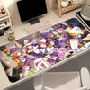 A desk mat featuring five female anime characters from The Quintessential Quintuplets series with a non-slip rubber base.