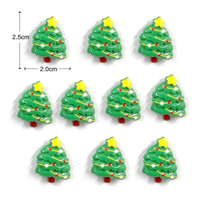 Un set de imanes navideños en forma de árbol de Navidad verde con estrellas amarillas y bases rojas.