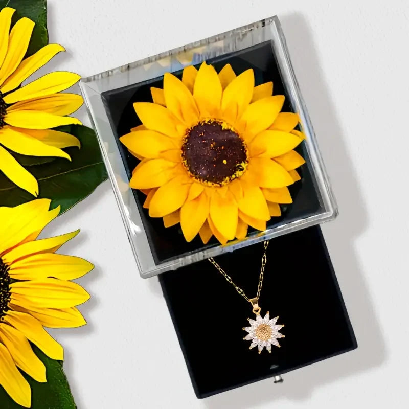 Sunflower Pendant Necklace with Gift Box