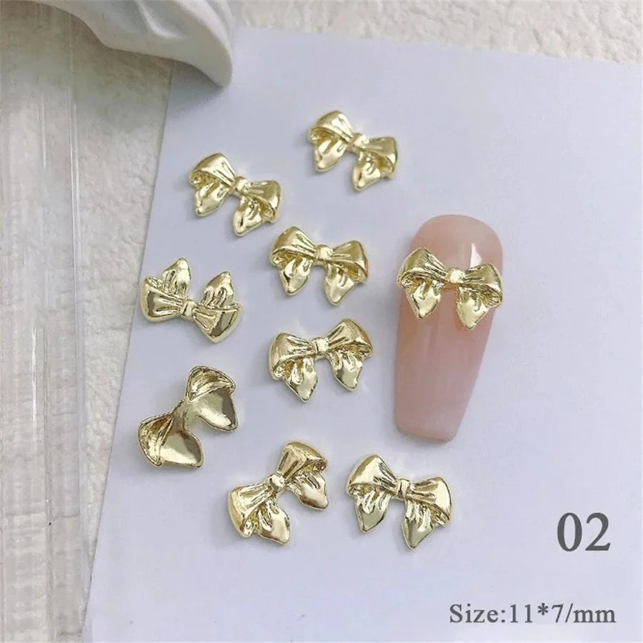 Gold Bowknot Nail Art Charms (50-Pack)