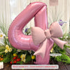Pink Bowknot Number Foil Balloons – 40-Inch Party Decoration Set