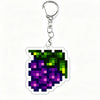 Acrylic keychain charm featuring a vibrant purple and green fruit design