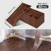 A package of 32 wood grain peel-and-stick floor and wall stickers showing the dimensions of the product.