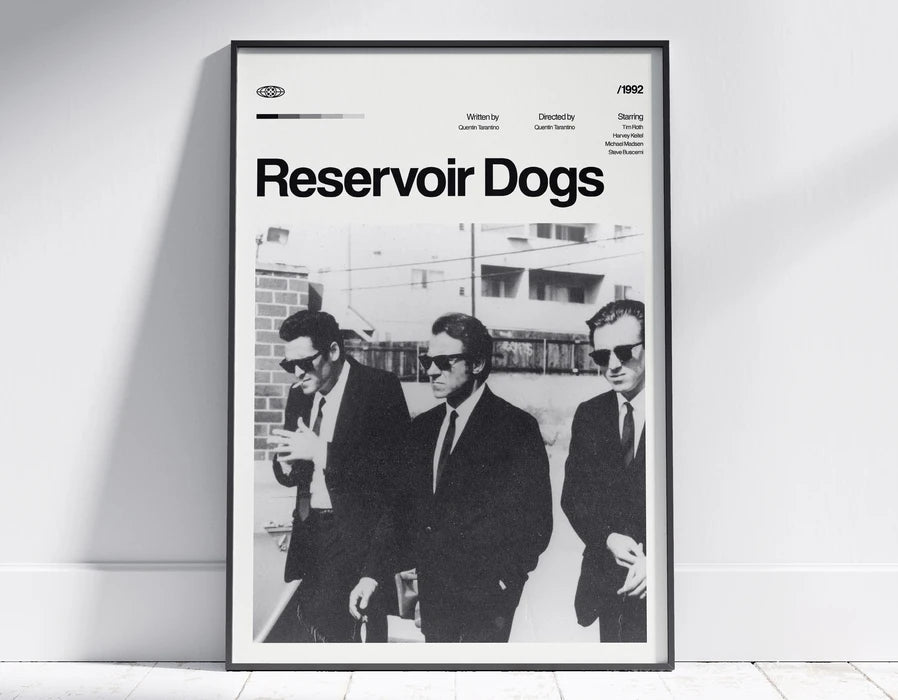 Black and white photo of three men in suits standing together, framed as classic movie-inspired canvas wall art.