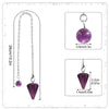 A purple amethyst pendant necklace featuring a round bead and a teardrop-shaped gemstone.