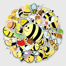 A colorful sticker pack featuring cartoon bees in various expressions and designs.