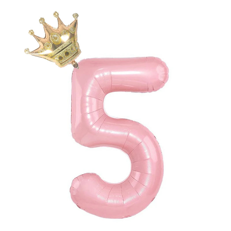 Pastel Pink Foil Number Balloons (0-9) for Birthday Party Decorations