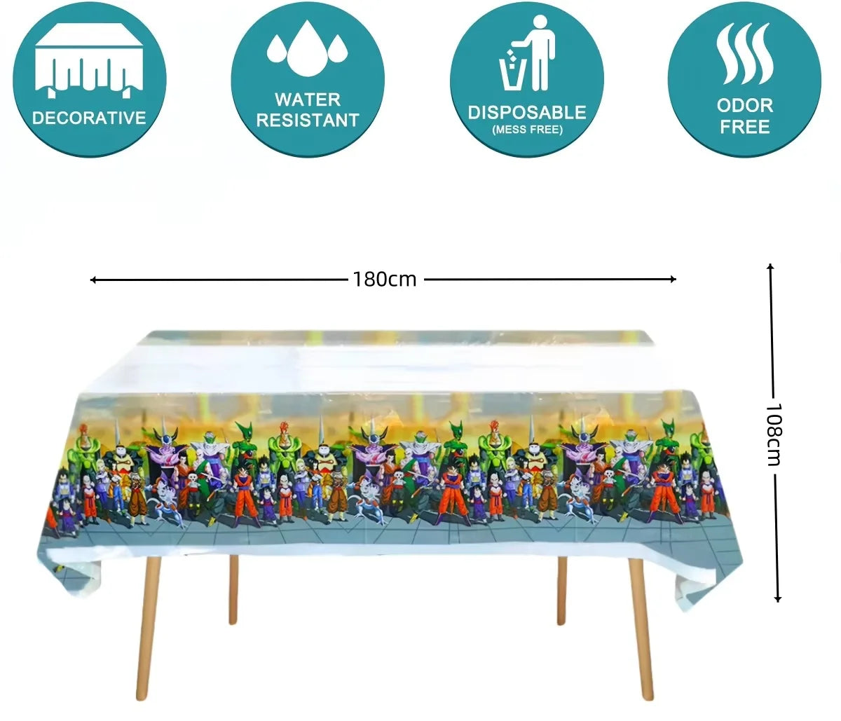 Dragon Ball Z Goku Themed Tablecloth with Matching Party Decor