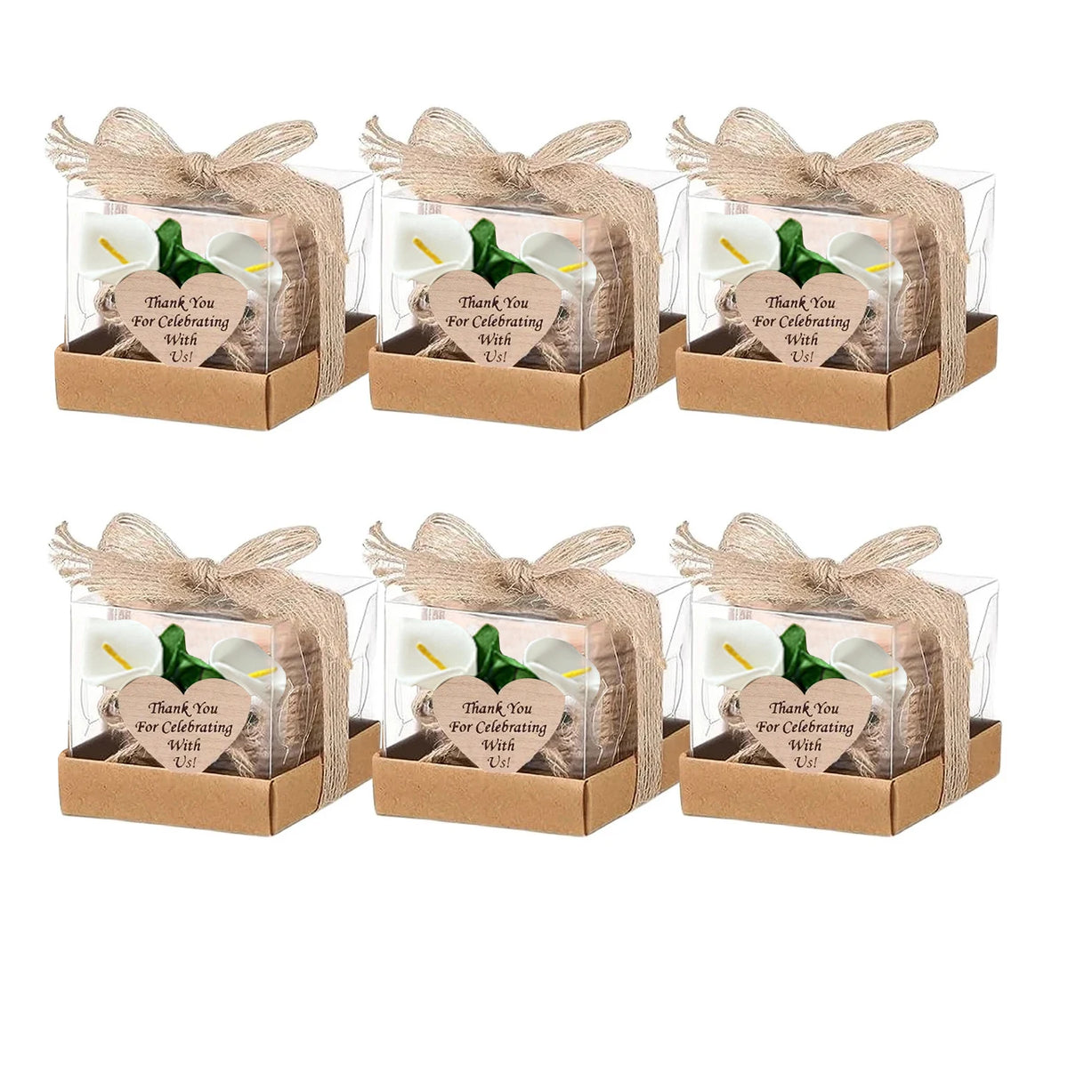 Wooden Tealight Candle Holders with Heart-Shaped Tags — Wedding & Baby Shower Favors