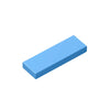 A rectangular, smooth building tile brick in light blue.