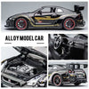 A black 1:32 scale diecast GTR sports car model with racing decals and sound/light features.