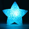 A bright blue star-shaped LED light, designed for dance, stage, and party use.