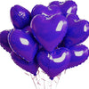 A cluster of purple heart-shaped foil balloons tied together, ready for parties and celebrations.