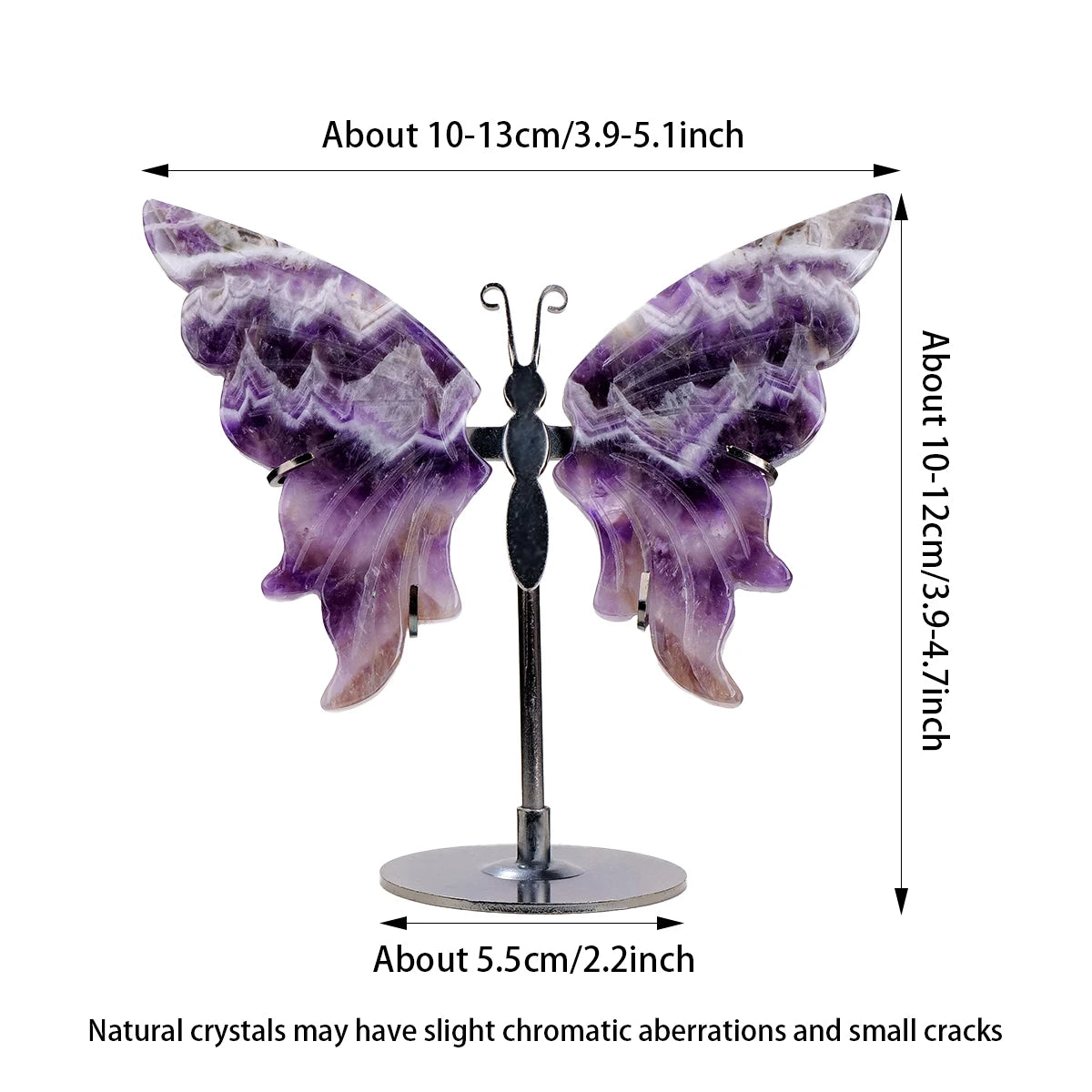 Hand-Carved Natural Amethyst Crystal Butterfly Desk Ornament