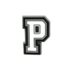 Charm ou accessoire lettre P en alphabet noir et blanc