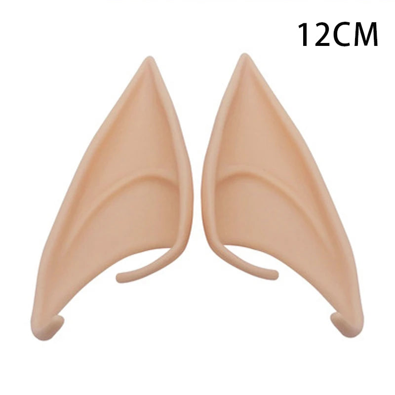 Pair of realistic, light tan latex elf ears for cosplay and costume parties, measuring 12cm.