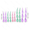 A set of mermaid tail cake toppers featuring sea star and seashell decorations in various pastel colors.
