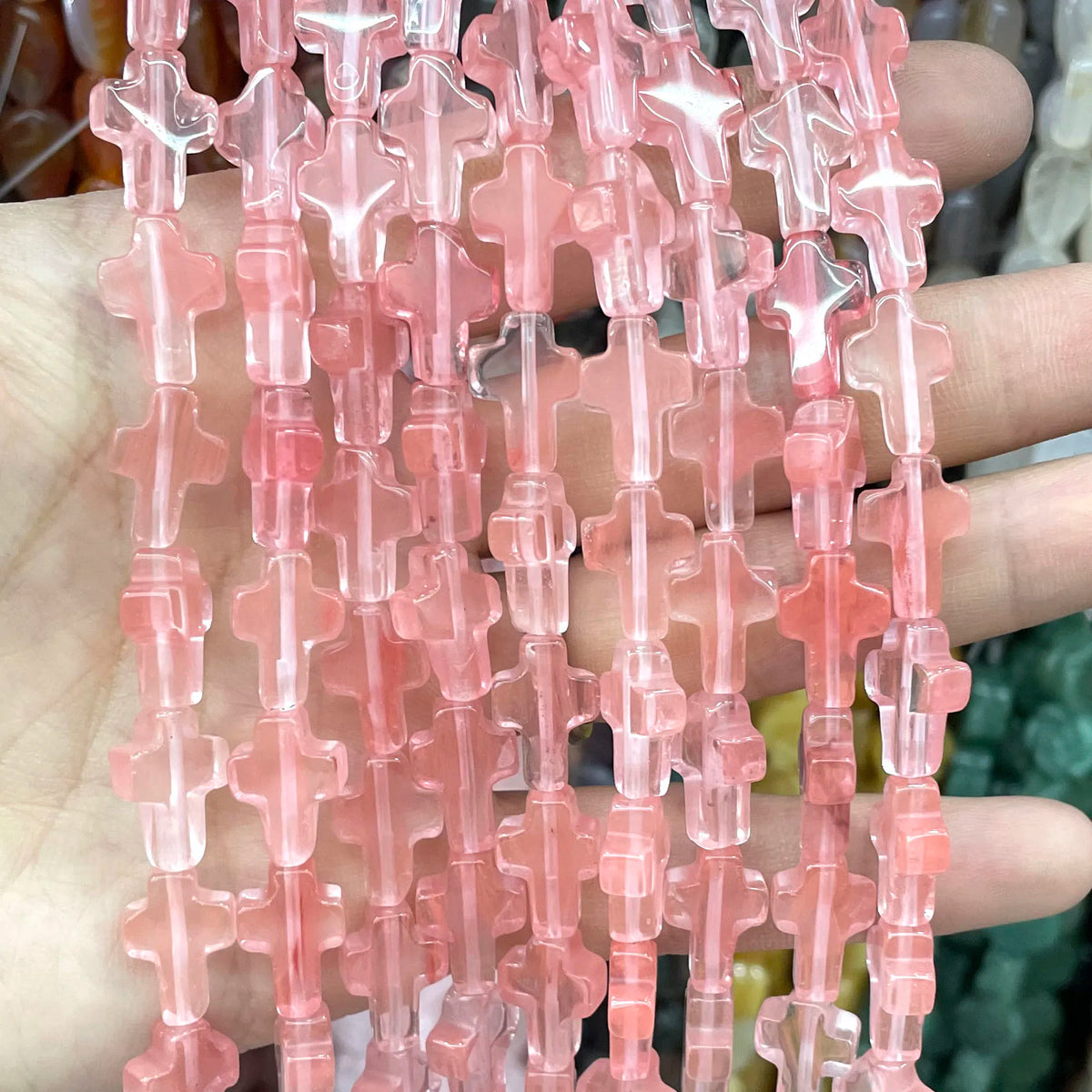 Natural Stone Cross Beads for Jewelry Making