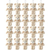 A set of mini plush teddy bear keychains in a light tan color.