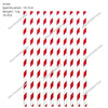 A set of 10 red and white striped straws for a happy birthday cake topper.