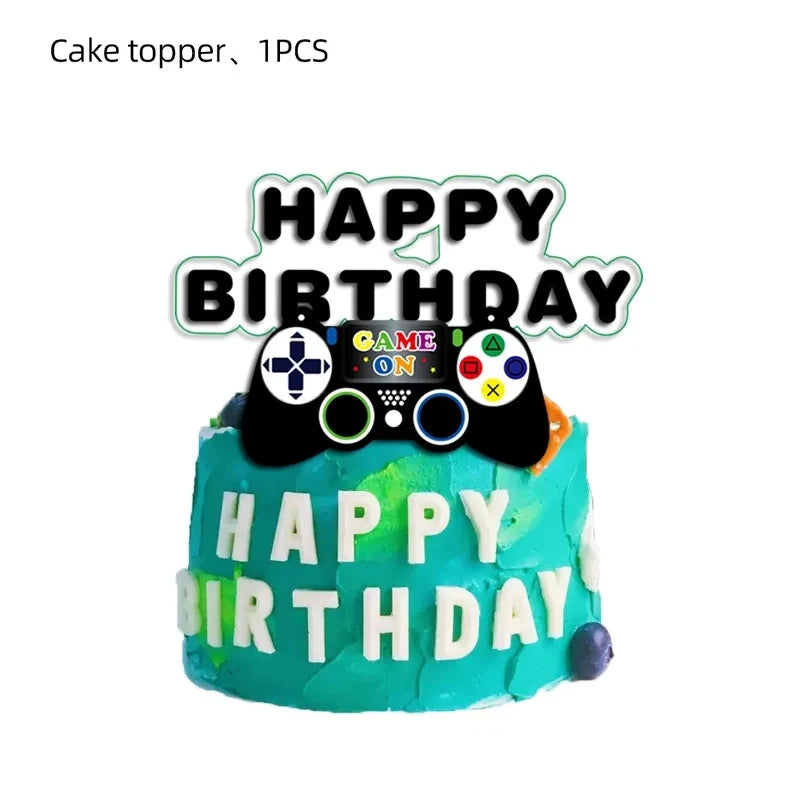 Green Video Game Birthday Party Supplies Kit with Gamepad Balloons