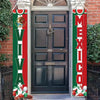 A red and green banner hangs on a door, decorated with Mexican flags and text for Independence Day.