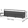 A black magnetic spice rack with a sliding tray for refrigerator storage.