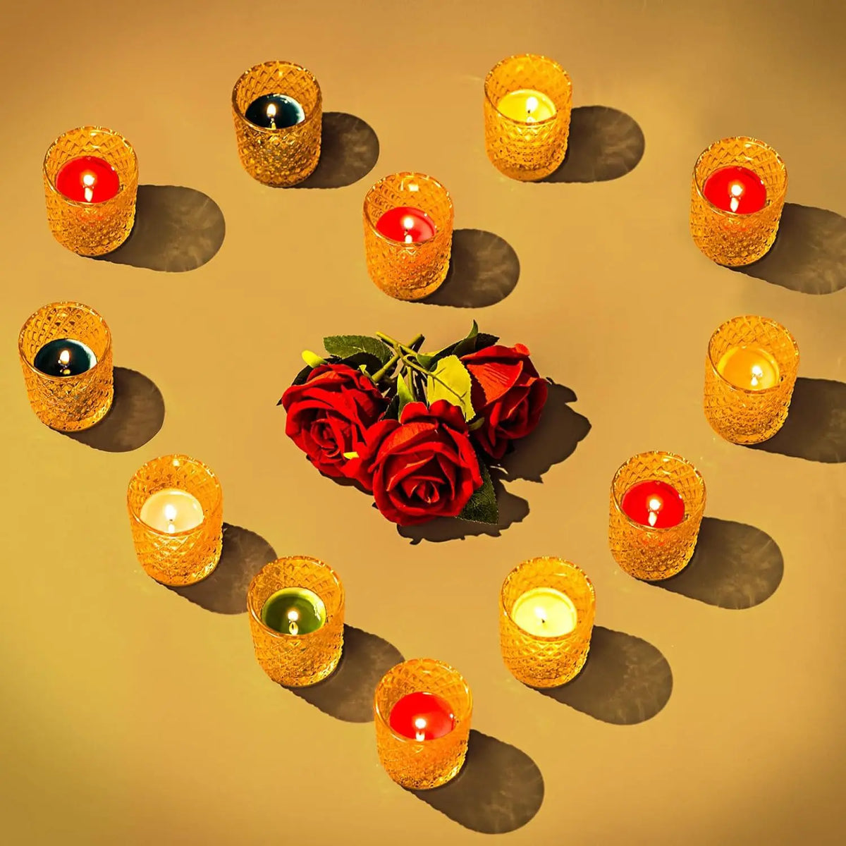 Golden Glass Tealight Candle Holder for Weddings & Home Decor