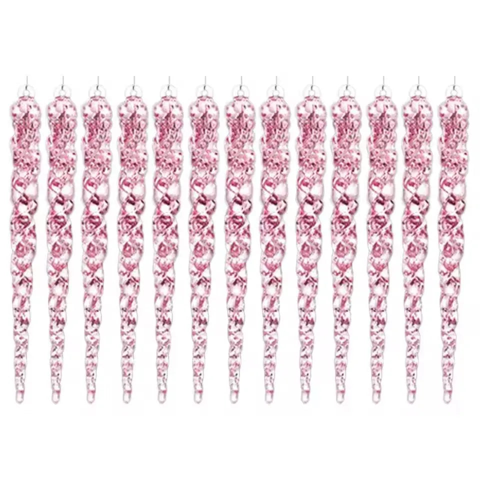 Acrylic Icicle Christmas Tree Ornaments (Set of 12)
