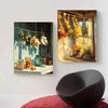 A canvas art print depicting a still life of dried foliage and fruit hanging in a window frame.