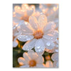 A close-up of a white flower covered in water droplets, suitable for a Diamond Painting kit.