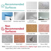 Comparison of recommended and non-recommended wall surfaces for tile installation.
