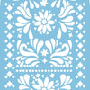 A light blue floral and geometric pattern design suitable for an event backdrop.