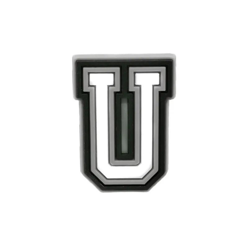 Charm ou accessoire lettre U en alphabet noir et gris
