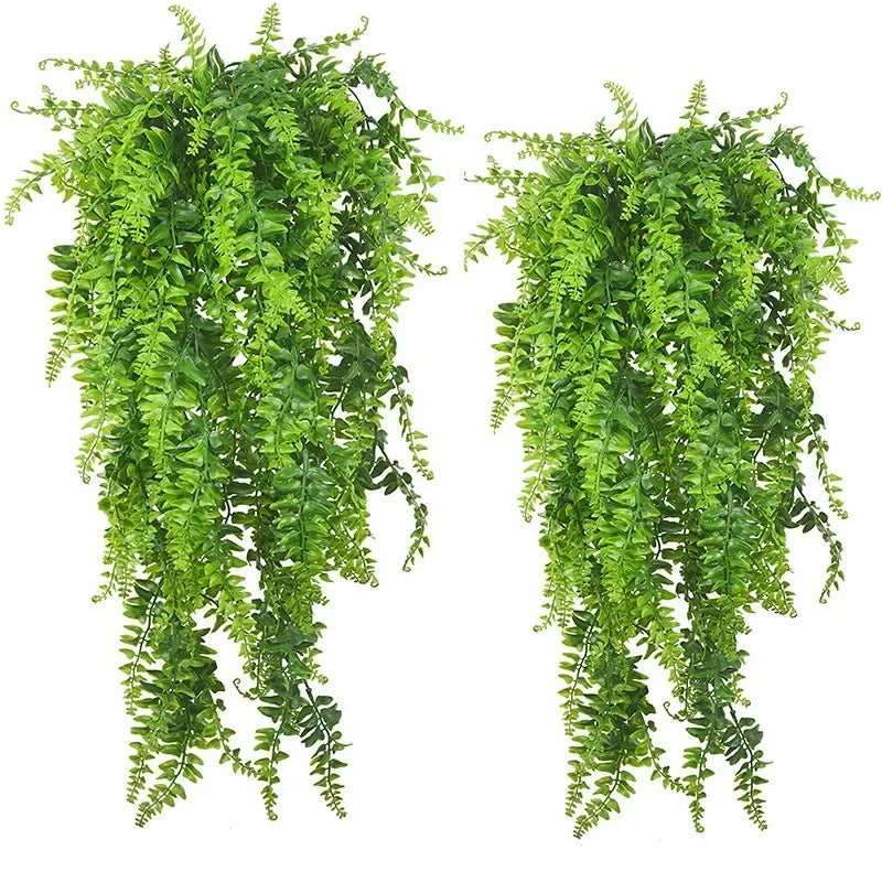 Deux brins de rotin vert artificiel, plantes suspendues pour décoration intérieure ou extérieure