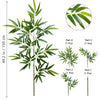 Artificial bamboo branch with green leaves shown in various parts and a full plant view.