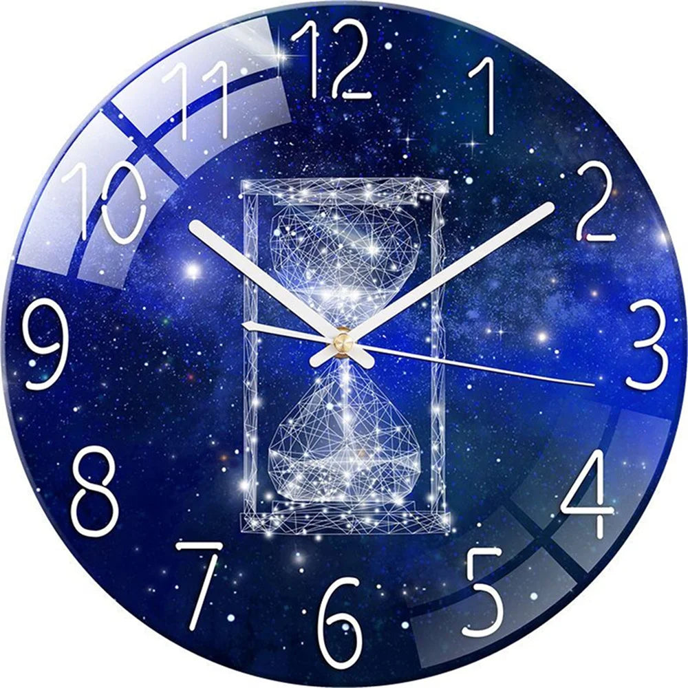 Modern Geometric Glass Wall Clock with Silent Quartz Movement