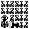 Eine Sammlung von schwarzen, schweren Neodym-Magnet-Pushpins in verschiedenen Größen und Stilen.